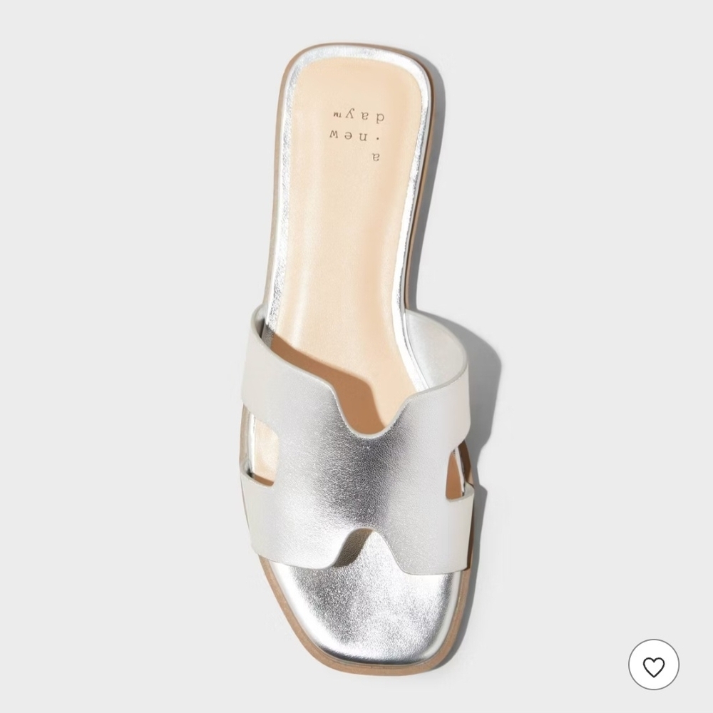 New Silver Women's Slide Sandals Sz 8.5